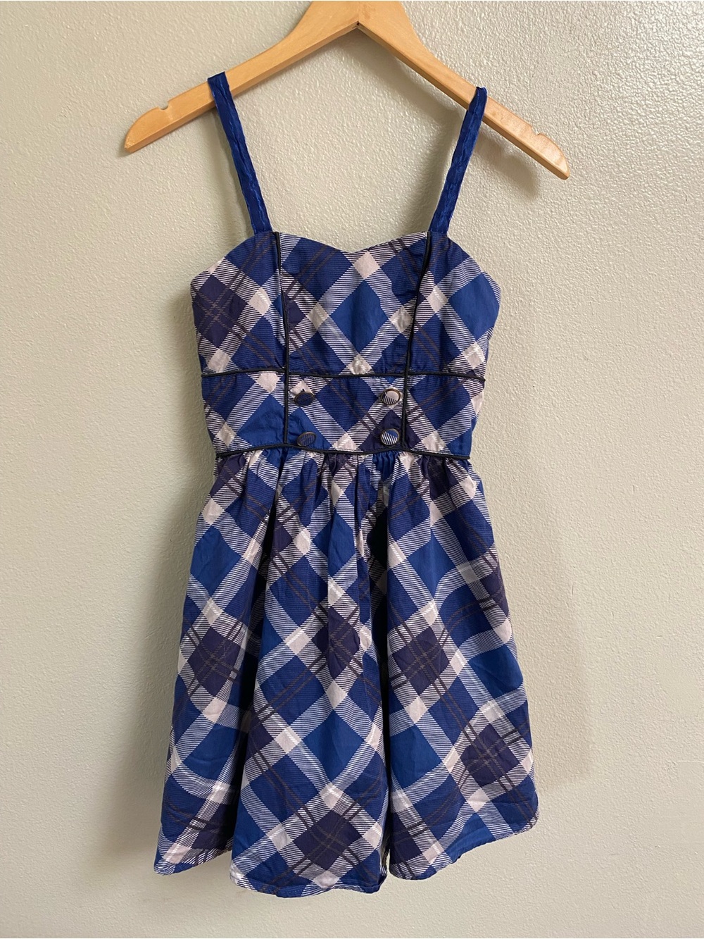 Charlotte Russe Y2K Blue Plaid Babydoll dress Size Small